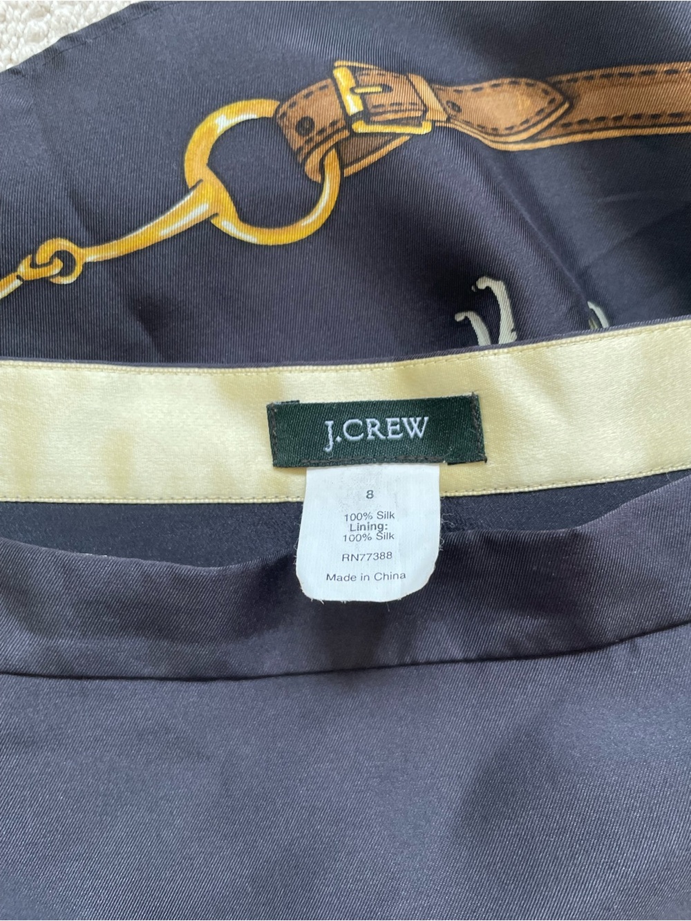 J Crew Vintage Riding To Hounds Equestrian Silk Skirt Size 8 EXCELLENT - Picture 5 of 7
